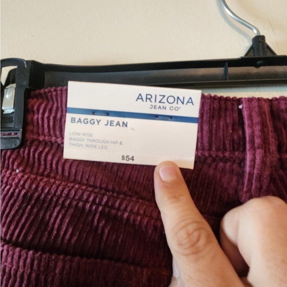 Arizona baggy Corduroy Pants Womens Mid Rise Zip Fly purple size 11 - Picture 4 of 4